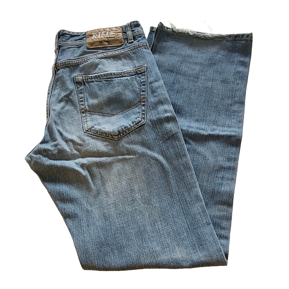 RIFLE Mens Straight Jeans W32 X L34 Blue 100% Cotton‎ Soft Comfortable Good Cond
